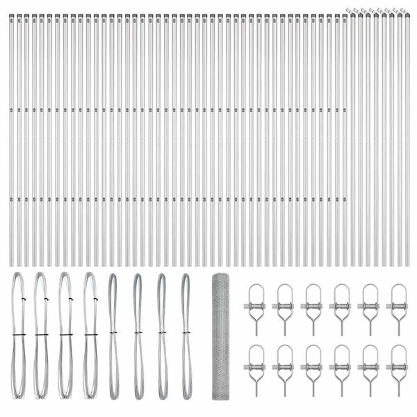 vidaXL Reja con postes Plateado 1.2 x 100 m Acero recubierto de PVC