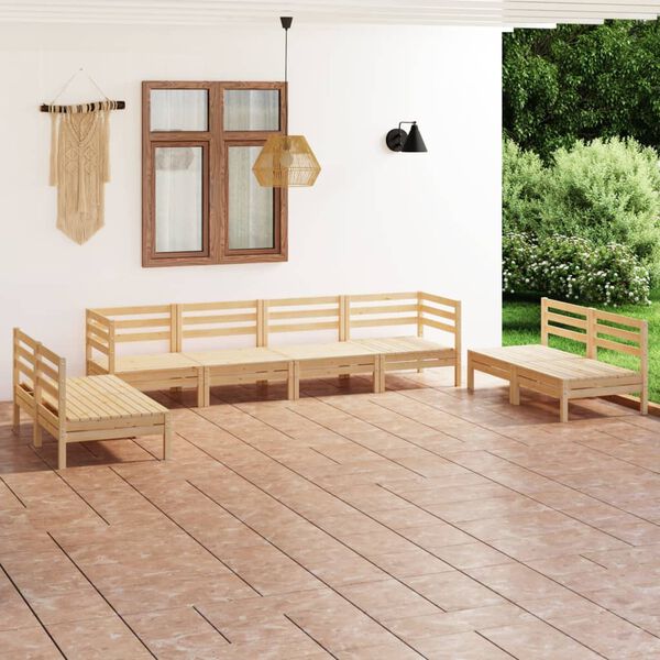 vidaXL Juego de muebles de jard&iacute;n 8 piezas madera maciza de pino