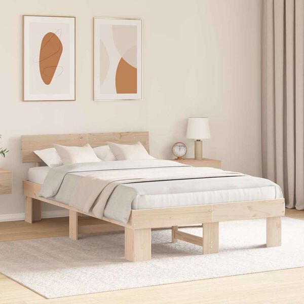 vidaXL Estructura de cama Natural 120 x 190 cm Madera de pino macizo