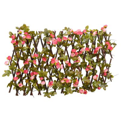 vidaXL Enrejado valla expansible de hiedra artificial rosa 180x20 cm