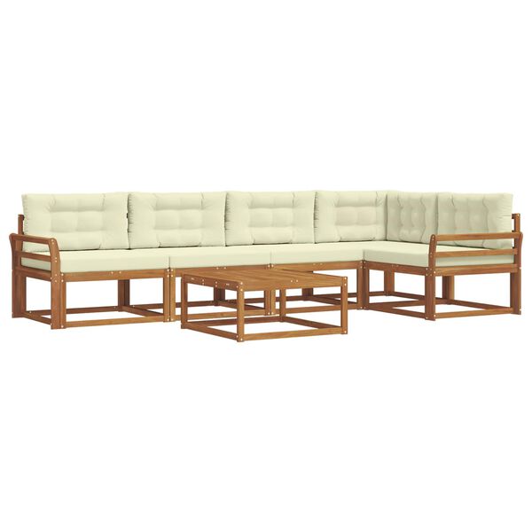 vidaXL Conjunto de sof&aacute;s de exterior con coj&iacute;n 6 pcs Natural y Crema