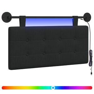 vidaXL Cabecero colgante Con luz LED Negro Tela