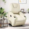 vidaXL Sill&oacute;n reclinable elevable el&eacute;ctrico de cuero sint&eacute;tico crema