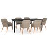 vidaXL Juego de comedor para jard&iacute;n 7 piezas con cojines marr&oacute;n