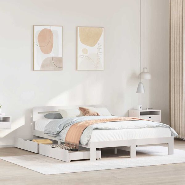 vidaXL Estructura de cama sin colchón madera de pino blanca 140x190 cm