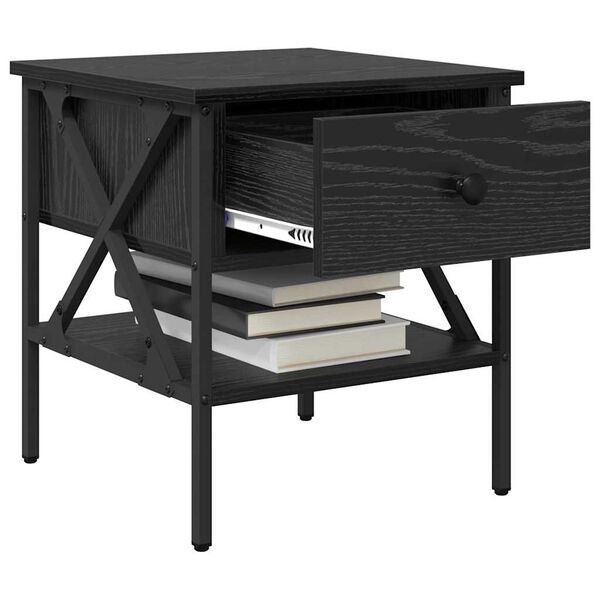 vidaXL Armario de Noche con caj&oacute;n 2 pcs Roble negro 40 x 42 x 45 cm