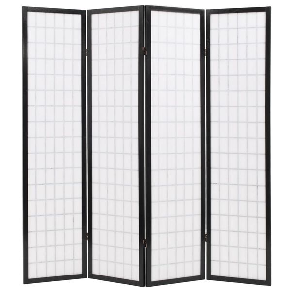vidaXL Biombo plegable con 4 paneles estilo japon&eacute;s 160x170 cm negro