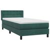 vidaXL Cama box spring con colch&oacute;n terciopelo verde oscuro 80x220 cm
