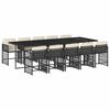 vidaXL Set de comedor jard&iacute;n 11 pzas con cojines rat&aacute;n sint&eacute;tico negro
