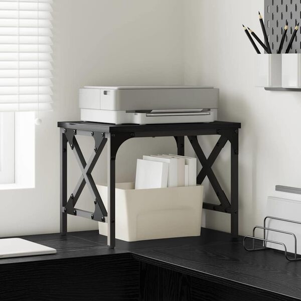 vidaXL Soporte para Impresora Ajustable Roble Negro 40 x 30 x 31 cm