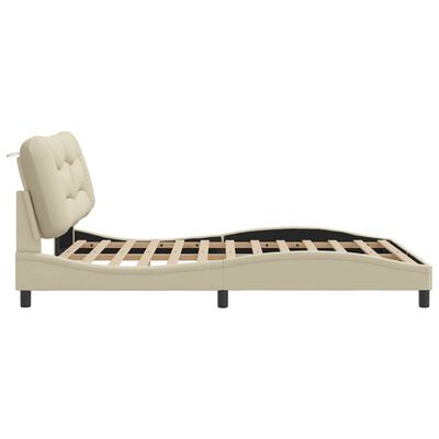 vidaXL Estructura de cama con cabecero de tela color crema 160x200 cm