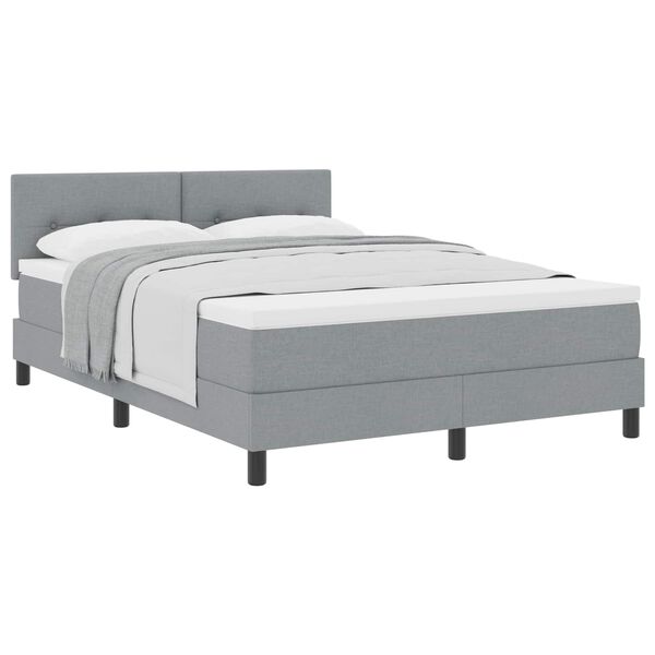 vidaXL Cama tipo Box Spring con colch&oacute;n Gris Claro 140 x 190 cm tela