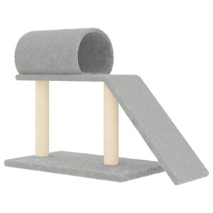 vidaXL Rascador para gatos con t&uacute;nel y escalera gris claro 55,5 cm