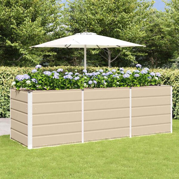vidaXL Jardinera Marfil 240 x 80 x 75 cm Acero