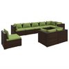 vidaXL Set muebles de jard&iacute;n 9 piezas y cojines rat&aacute;n sint&eacute;tico marr&oacute;n
