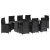 vidaXL Juego de comedor para exteriores 9 uds. Negro 240 x 90 x 75 cm