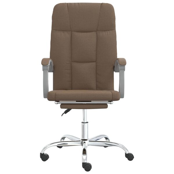 vidaXL Silla de oficina reclinable de tela marr&oacute;n