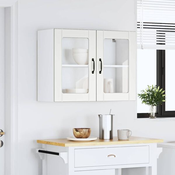 vidaXL Armario pared cocina puerta de cristal Lucca blanca
