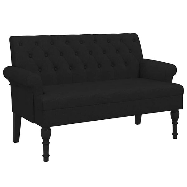 vidaXL Banco con respaldo de tela negro 120x62x75,5 cm