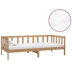 vidaXL Sof&aacute; cama y colch&oacute;n madera pino maciza marr&oacute;n miel 90x200 cm