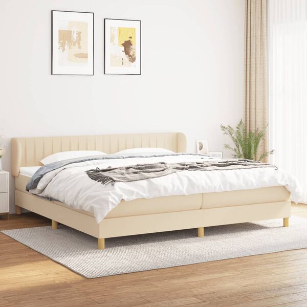 vidaXL Cama box spring con colch&oacute;n tela color crema 200x200 cm