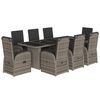 vidaXL Set comedor jard&iacute;n 9 pzas y cojines rat&aacute;n sint&eacute;tico gris