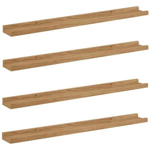 vidaXL Estante de pared con estante 4 pcs Marr&oacute;n 80 x 9 x 3 cm