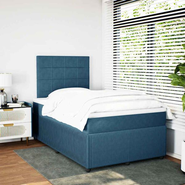 vidaXL Cama box spring con colch&oacute;n terciopelo azul oscuro 120x190 cm