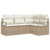 vidaXL Juego de Sof&aacute; 4 pcs Beige rat&aacute;n sint&eacute;tico
