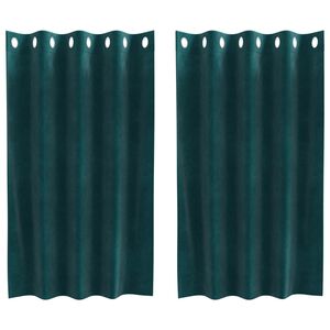 vidaXL Cortinas opacas 2 pcs Verde oscuro 140 x 140 cm Terciopelo