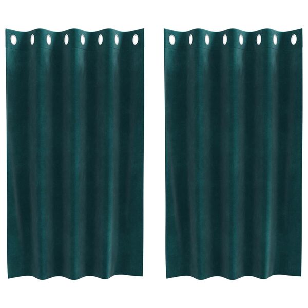 vidaXL Cortinas opacas 2 pcs Verde oscuro 140 x 140 cm Terciopelo