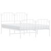 vidaXL Estructura cama sin colch&oacute;n con estribo metal blanco 140x190 cm
