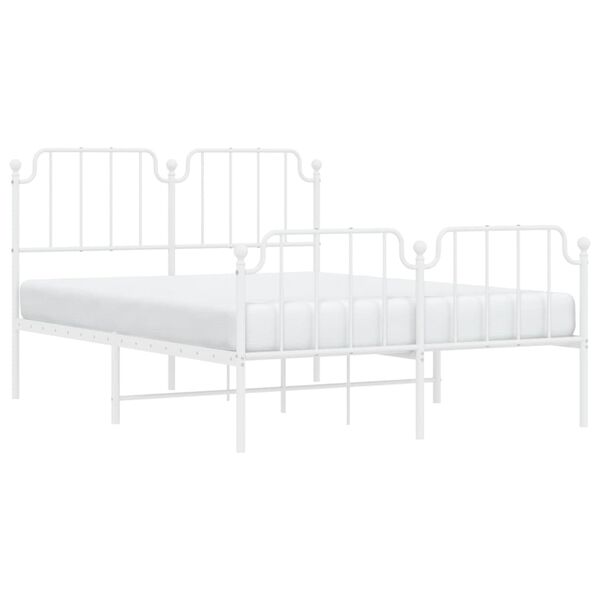 vidaXL Estructura cama sin colch&oacute;n con estribo metal blanco 140x190 cm