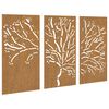 vidaXL Adorno pared jardín 3 pzas acero corten diseño árbol 105x55 cm