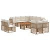 vidaXL Conjunto de sof&aacute;s de jard&iacute;n 12 uds. Natural y Crema
