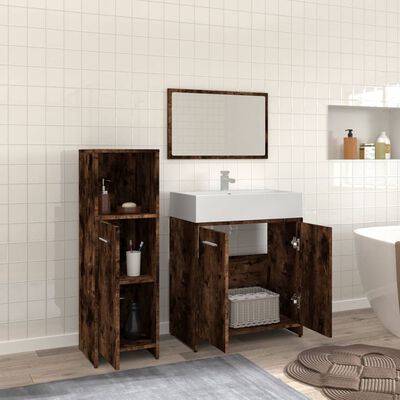 vidaXL Set de muebles baño 3 pzas madera contrachapada roble ahumado