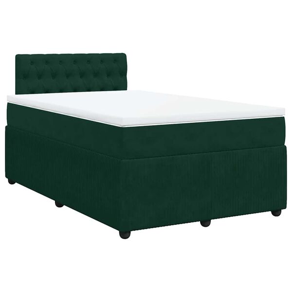 vidaXL Cama box spring con colch&oacute;n terciopelo verde oscuro 120x190 cm