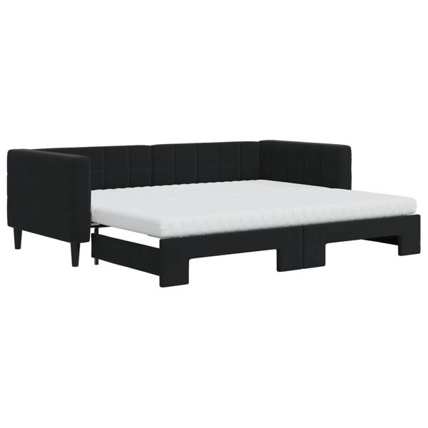 vidaXL Sofá cama nido con colchón terciopelo negro 90x200 cm