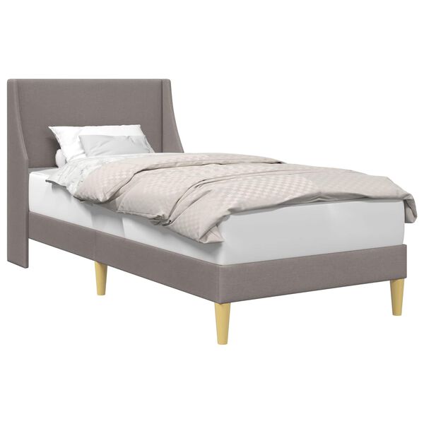 vidaXL Estructura de cama con cabecera Taup&eacute; 90 x 190 cm tela