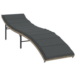 vidaXL Tumbona con coj&iacute;n rat&aacute;n sint&eacute;tico gris claro 55x199x50 cm