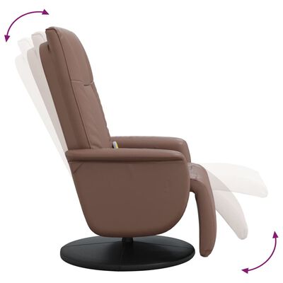 vidaXL Sillón reclinable masaje con reposapiés cuero sintético marrón