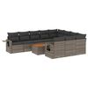 vidaXL Set de sof&aacute;s de jard&iacute;n 11 pzas y cojines rat&aacute;n sint&eacute;tico gris