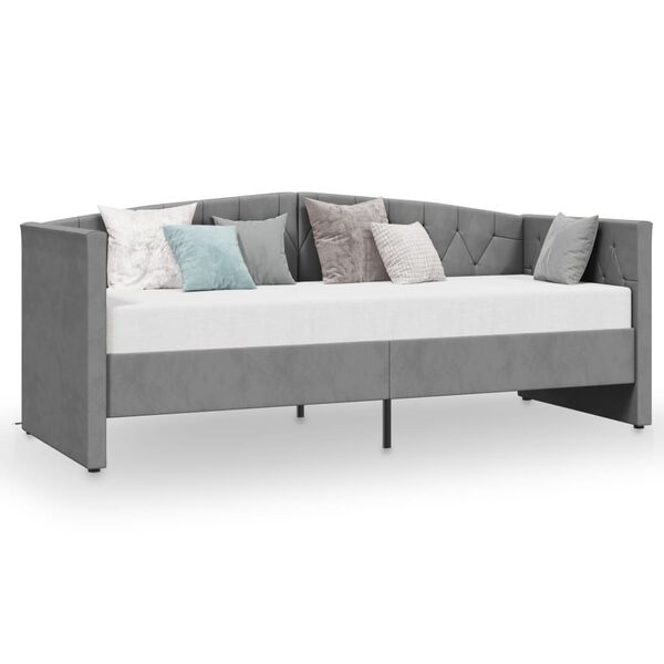 vidaXL Sofá cama con colchón USB de terciopelo gris claro 90x200 cm