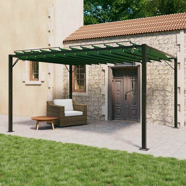 vidaXL Gazebo con techo ajustable Verde 3 x 4 x 2,14 m Tela y Aluminio