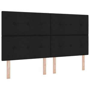 vidaXL Cama tipo Box Spring con tiras LED Negro 180 x 200 cm tela