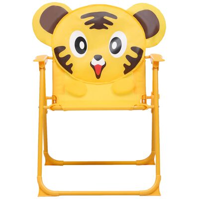 vidaXL Mesa y sillas de jardín infantil 3 pzas con sombrilla amarillo