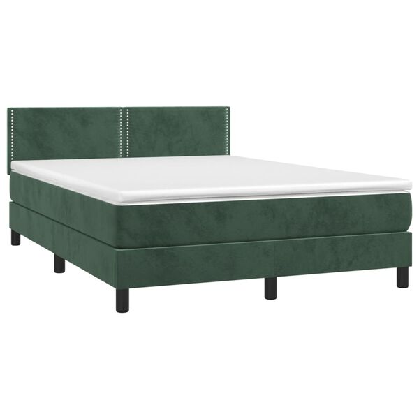vidaXL Cama box spring con colch&oacute;n terciopelo verde oscuro 140x200 cm