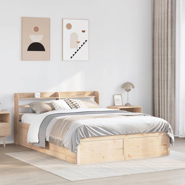 vidaXL Estructura de cama con cabecero madera de pino blanco 150x200cm