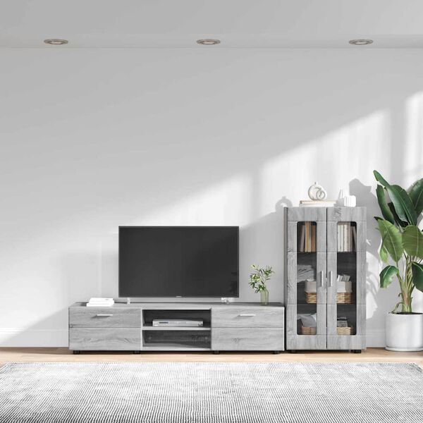 vidaXL Conjunto de mueble de TV Gris Sonoma Madera de ingenier&iacute;a