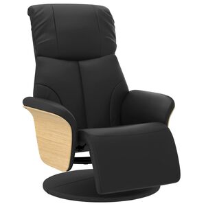 vidaXL Sill&oacute;n reclinable con reposapi&eacute;s cuero sint&eacute;tico negro